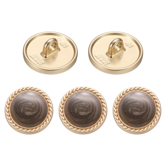 Uxcell 5pcs Metal Vintage Button 15mm Round Metal Sewing Buttons Coffee