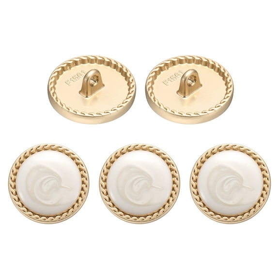 Uxcell 5pcs Metal Vintage Button 20mm Round Metal Sewing Buttons Beige White