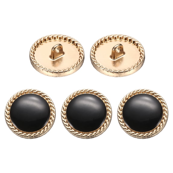 Uxcell 5pcs Metal Vintage Button 20mm Round Metal Sewing Buttons Black