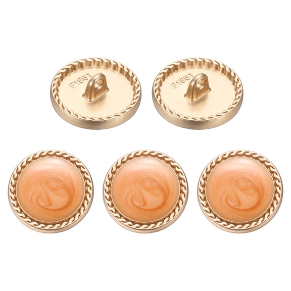 Uxcell 5pcs Metal Vintage Button 20mm Round Metal Sewing Buttons Orange