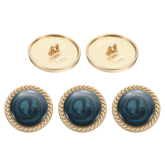 Uxcell 5pcs Metal Vintage Button 25mm Round Metal Sewing Buttons Navy Blue