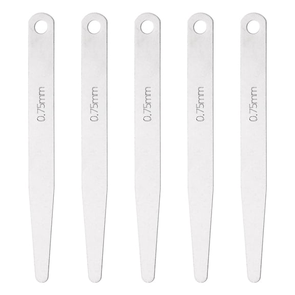 Uxcell 5pcs Metric Thickness Feeler Gauge 0.75mm Single Blade Oval Feeler Gauge 3CR-13 Stainless Steel Gap Measuring Tool for Repair Valve Guitar Spark Plug