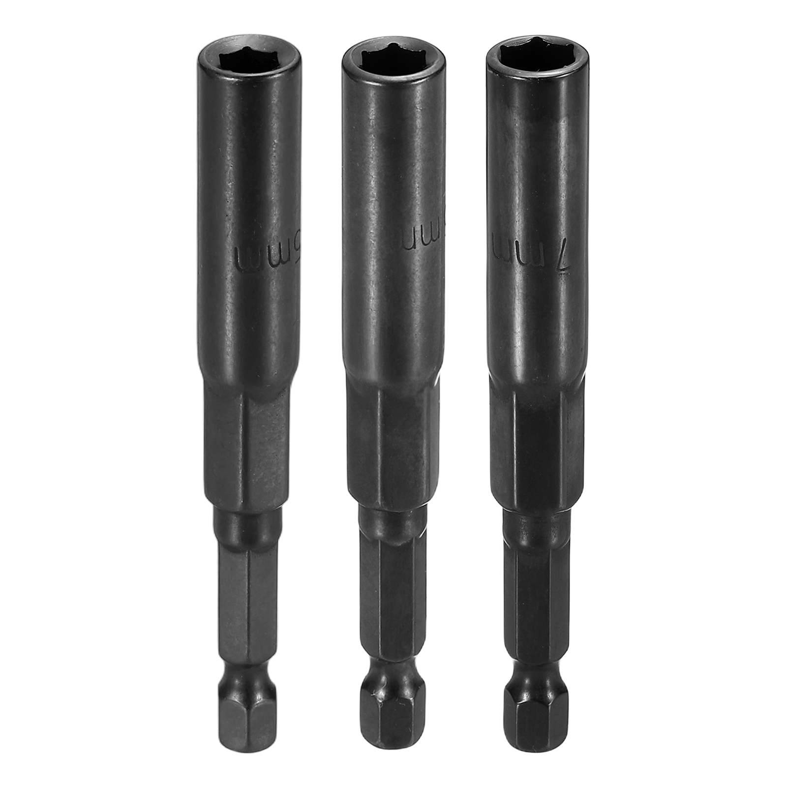 Uxcell 3pcs Nut Driver Drill Bit 5.5+6+7mm Metric Socket 1/4" Hex Shank ...