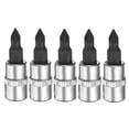 thumbnail image 1 of Uxcell 5pcs PZ1 Bit Socket 1/4" Square Drive Phillips Slotted Extension Impact Bit Power Nut Driver Set S2 & CR-V Steel Socket Ratchet Wrench Bits, Silver Black, 1 of 7