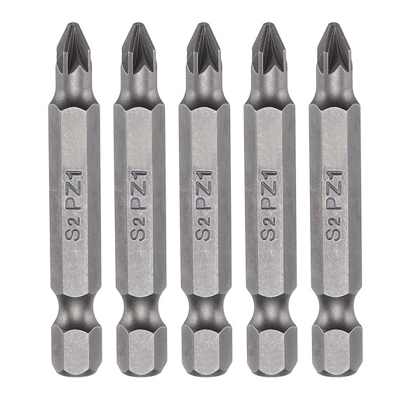 Uxcell 5pcs PZ1 Screwdriver Bit 1/4" Hex Shank 50mm Length S2 Steel Magnetic Phillips Slotted Screw Driver Bit for Electric Repair