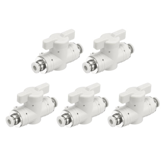 Uxcell 5pcs Pneumatic BUC Push to Connect Fitting Ball Valve 4mm Tube OD Air Flow Control Valve Tube Fittings Straight Union Connect Adapter Air Quick Connect Air Hose Fitting