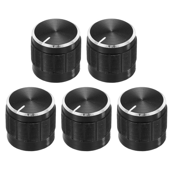 5pcs Potentiometer Knob Knurled Shaft Black Tone Aluminum 6mm Shaft Dia. Rotary Knob 15mmx13mm Volume Control Knob