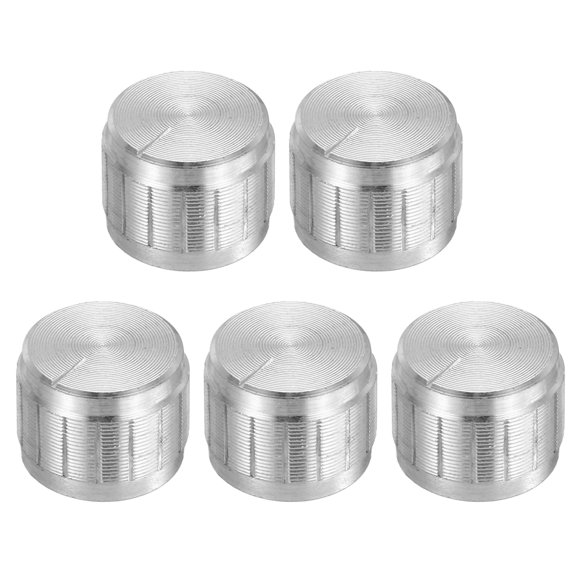 5pcs Potentiometer Knob Knurled Shaft Silver Tone Aluminum 6mm Shaft Dia. Rotary Knob 17mmx13mm Volume Control Knob