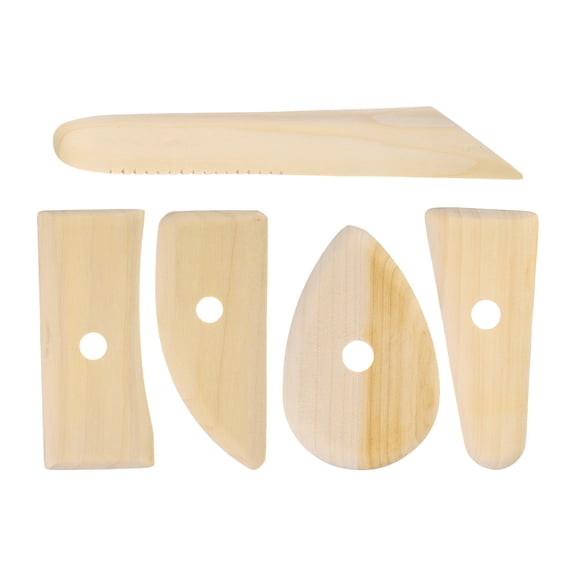 Uxcell 5pcs Pottery Ribs, Wooden Clay Ceramic Sculpting Tools Set for Finishing Shaping Smoothing