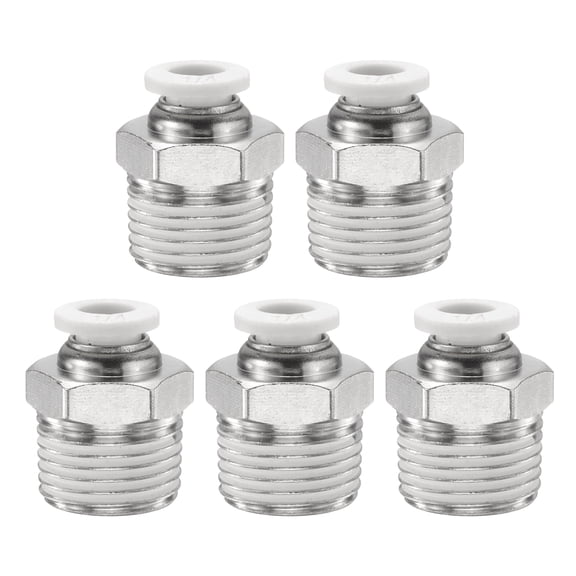 Uxcell 5pcs Push to Connect Fitting 1/4" x 3/8" Thread Straight Union Fitting, White