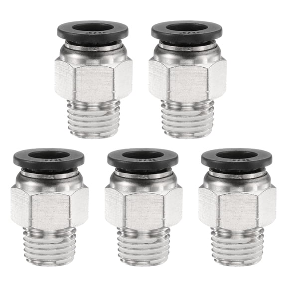 Uxcell 5pcs Push to Connect Fitting 3/8" x 1/4" Thread Straight Union Fittings, Black
