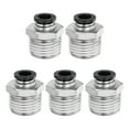 thumbnail image 1 of Uxcell 5pcs Push to Connect Fitting 5/16" x 1/2" Thread Brass Straight Union, Black, 1 of 7