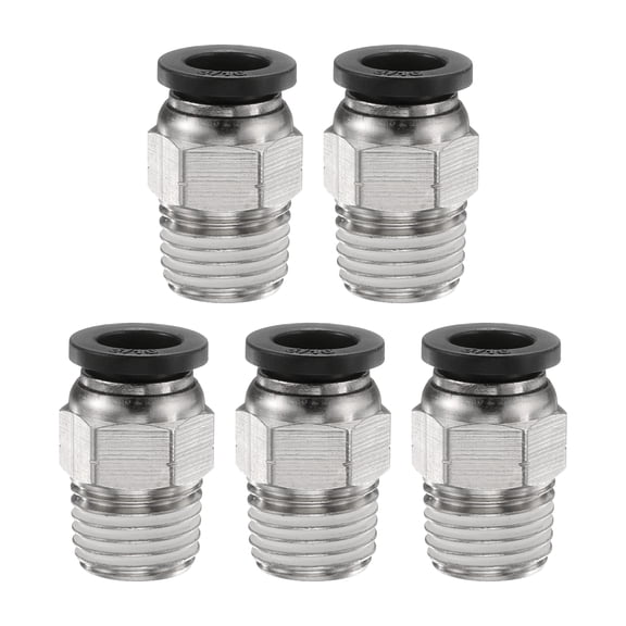 Uxcell 5pcs Push to Connect Fitting 5/16" x 1/4" Thread Straight Union Fitting, Black