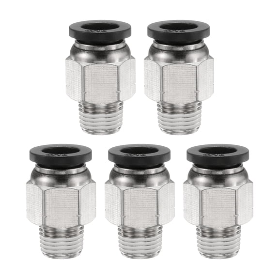 Uxcell 5pcs Push to Connect Fitting 5/16" x 1/8" Thread Straight Union Fitting, Black