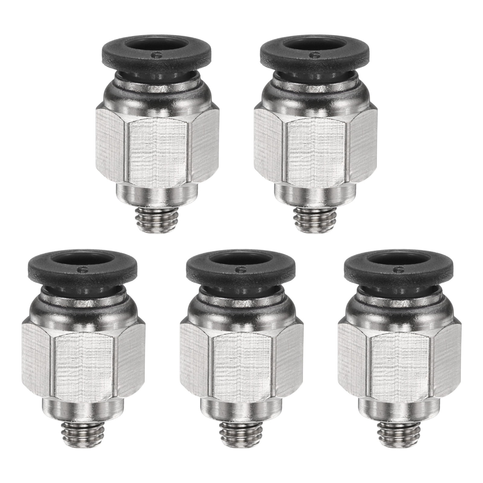 Uxcell 5pcs Push to Connect Fitting 6mm x 10-32" Thread Straight Union ...