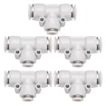 thumbnail image 1 of Uxcell 5pcs Push to Connect Fittings 1/2 Inch Tube OD x 5/16 Inch OD, Tee Plastic Quick Connect Air Hose Pneumatic Fitting Kit Reducing 3 Ways Push Lock Connector PE1/2-5/16, White, 1 of 7