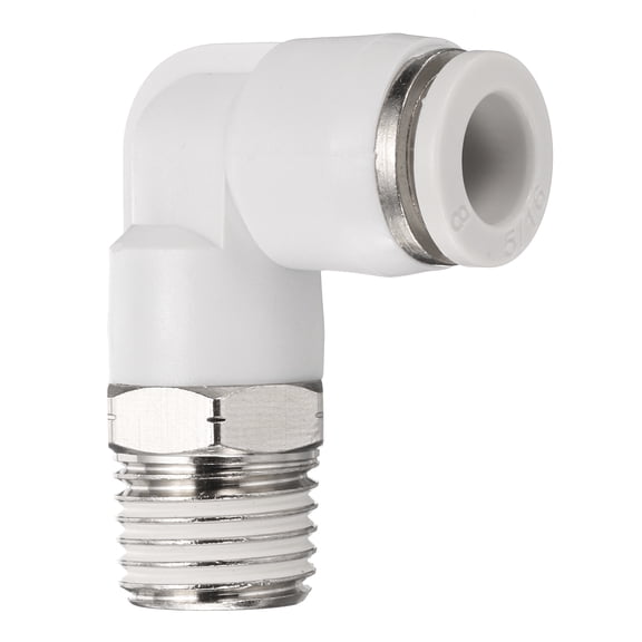 Uxcell 5pcs Push to Connect Fittings 3/8" to NPT1/4 Male Plastic Elbows Fitting White