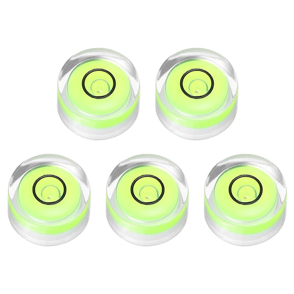 Uxcell 5pcs Round Bubble Level 15x8mm - Mini Circular Bullseye Spirit Levels Measuring Layout Tools for Leveling Camera/Tripod/Telescope/Workshop/Turntable/Pictures Frame, Green