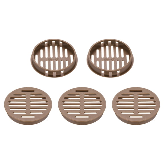 Uxcell 5pcs Round Cabinet Vent 2.36" (60mm Openings) Plastic Circular Soffit Exhaust Vent Soffit Louver Vent Mesh Hole for Bathroom Home Office Kitchen Cabinet Wardrobe, Brown