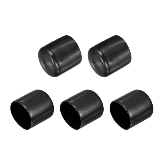 Uxcell 5Pcs Rubber End Caps 1 1/2"(38mm) ID Vinyl Round Tube Bolt Cap Cover Black