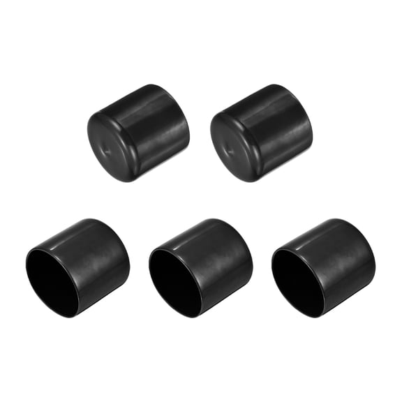 Uxcell 5Pcs Rubber End Caps 1 5/8"(42mm) ID Vinyl Round Tube Bolt Cap Cover Black