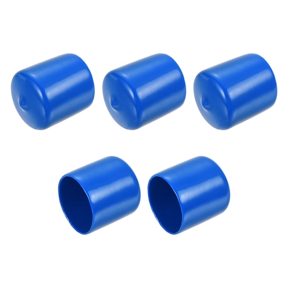 Uxcell 5pcs Rubber End Caps 30mm ID Vinyl Round Tube Bolt Cap Cover Screw Thread Protector Blue