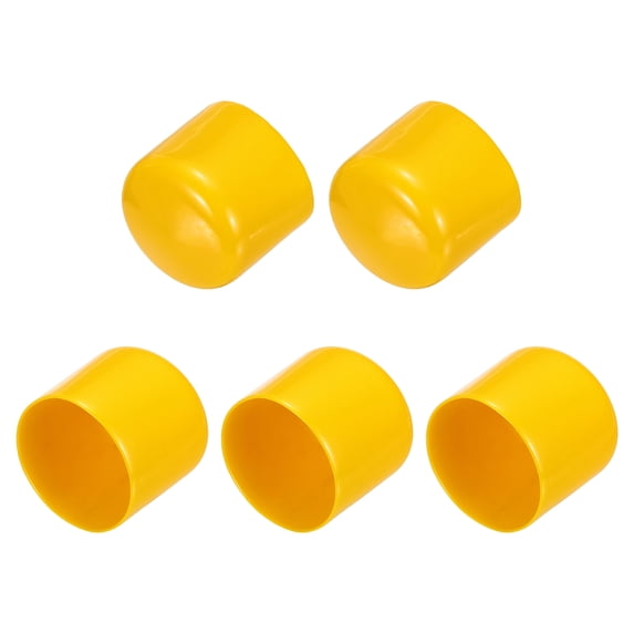 Uxcell 5Pcs Rubber End Caps 45mm(1.8 Inch) ID Vinyl Round Tube Bolt Cap Cover Screw Thread Protectors Yellow