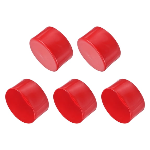 Uxcell 5pcs Rubber End Caps 95mm ID Vinyl Round Tube Bolt Cap Cover Thread Protectors Red
