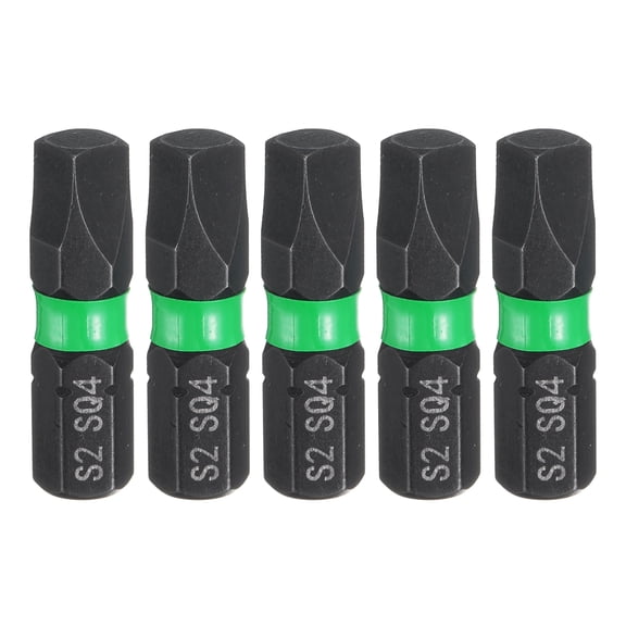 Uxcell 5pcs SQ4 Square Screwdriver Bit 1/4" Hex Shank 25mm/1" Length S2 Steel Magnetic 4 Point Head Screw Driver Bits for Electric Manual Screwdrivers Precision Repair
