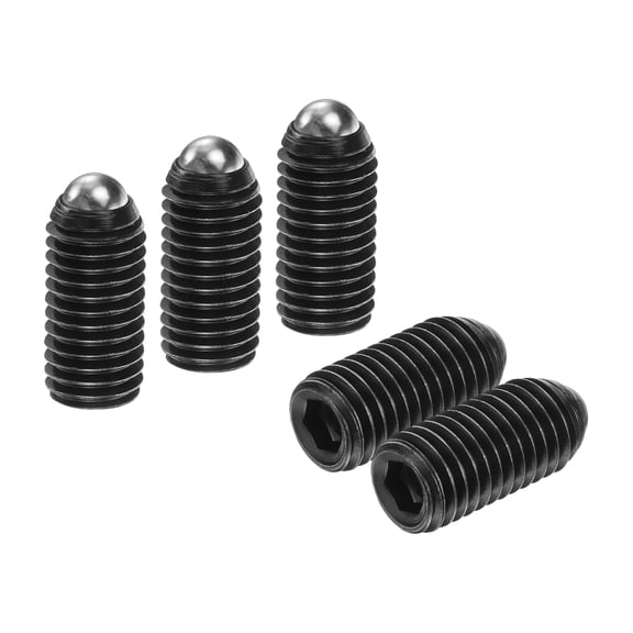 Uxcell 5pcs Screw Thread Ball Plunger M12 x 25mm High Carbon Steel Hex Socket Spring Plunger Ball for Lubrication Pneumatic Tools, Black