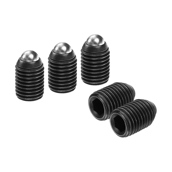 Uxcell 5pcs Screw Thread Ball Plunger M16 x 20mm High Carbon Steel Hex Socket Spring Plunger Ball for Lubrication Pneumatic Tools, Black