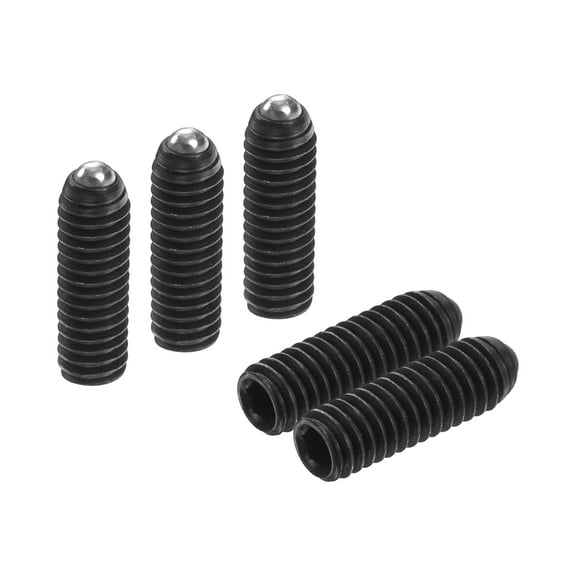 Uxcell 5pcs Screw Thread Ball Plunger M4 x 12mm High Carbon Steel Hex Socket Spring Plunger Ball for Lubrication Pneumatic Tools, Black