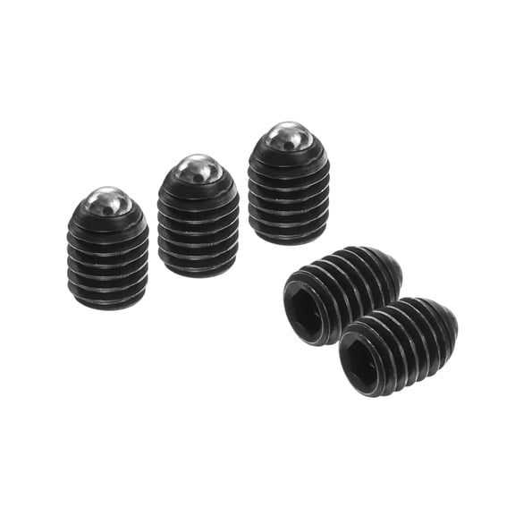 Uxcell 5pcs Screw Thread Ball Plunger M5 x 6mm High Carbon Steel Hex Socket Spring Plunger Ball for Lubrication Pneumatic Tools, Black