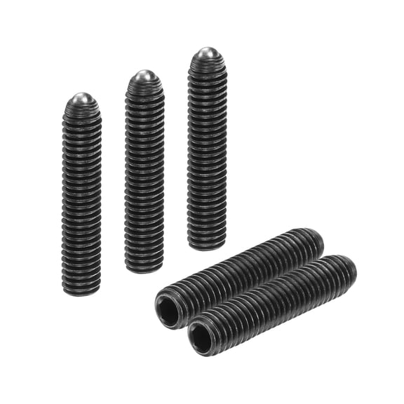 Uxcell 5pcs Screw Thread Ball Plunger M6 x 30mm High Carbon Steel Hex Socket Spring Plunger Ball for Lubrication Pneumatic Tools, Black