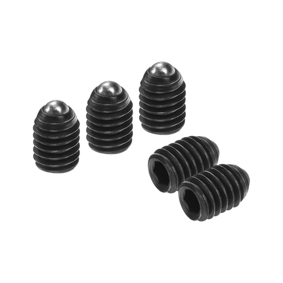 Uxcell 5pcs Screw Thread Ball Plunger M6 x 8mm High Carbon Steel Hex Socket Spring Plunger Ball for Lubrication Pneumatic Tools, Black