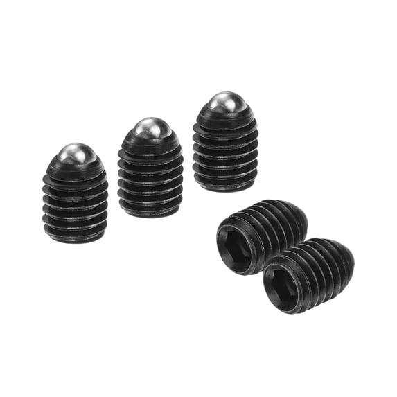 Uxcell 5pcs Screw Thread Ball Plunger M8 x 10mm High Carbon Steel Hex Socket Spring Plunger Ball for Lubrication Pneumatic Tools, Black