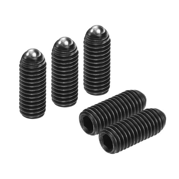 Uxcell 5pcs Screw Thread Ball Plunger M8 x 20mm High Carbon Steel Hex Socket Spring Plunger Ball for Lubrication Pneumatic Tools, Black