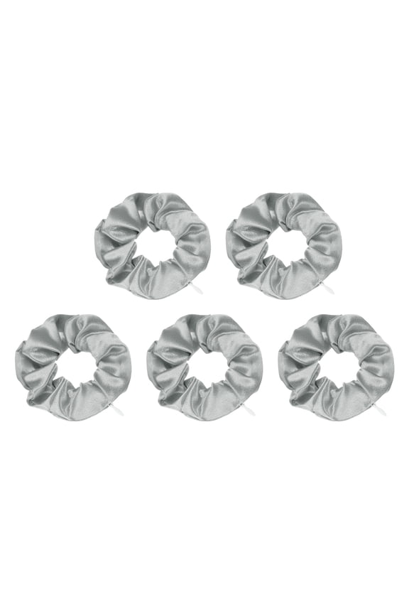 5pcs Scrunchies with Pocket Zipper (2 Inch) - Silk Satin Scrunchie Hair Ties & Elastic Hair Bands, for Girls Women Ponytail Accessories Holder Coins Keys, Gray