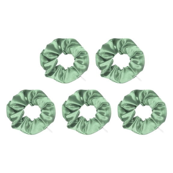 Uxcell 5pcs Scrunchies with Pocket Zipper (2 Inch) - Silk Satin Scrunchie Hair Ties & Elastic Hair Bands, for Girls Women Ponytail Accessories Holder Coins Keys, Light Green