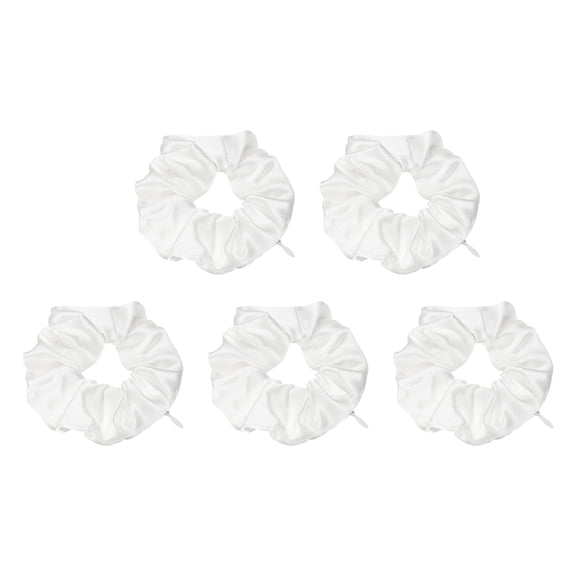 Uxcell 5pcs Scrunchies with Pocket Zipper (2 Inch) - Silk Satin Scrunchie Hair Ties & Elastic Hair Bands, for Girls Women Ponytail Accessories Holder Coins Keys, White