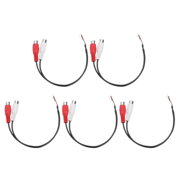 Uxcell 5pcs Speaker RCA Female Plug Jack to Bare Wire Open End Audio Cable Adapter for Amplifier Receiver Speaker, 0.25m