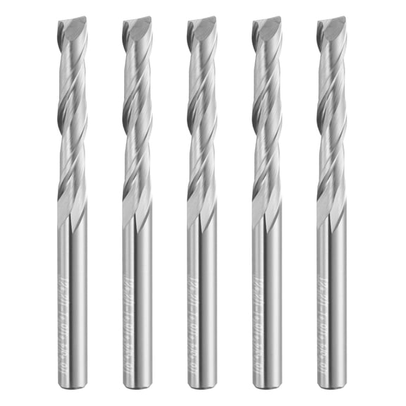 Uxcell 5pcs Spiral Router Bit 1/8" x 1/8" x 3/4" x 1-1/2" 2 Flutes 30 Degree Helix HRC44-46 Up Cut End Mill Bits
