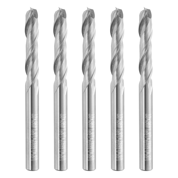 Uxcell 5pcs Spiral Router Bit 1/8" x 1/8" x 43/64" x 1-1/2" 2 Flutes 30 Degree Helix HRC44-46 Up Cut End Mill Bits
