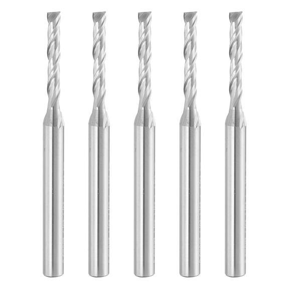Uxcell 5pcs Spiral Router Bit 1/8" x 5/64" x 1/2" x 1-1/2" 2 Flutes 30 Degree Helix HRC44-46 Up Cut End Mill Bits