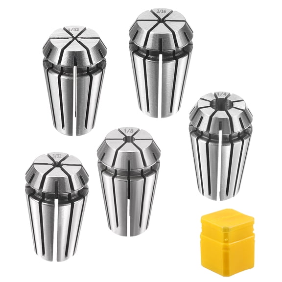 Uxcell 5pcs Spring Collet Chuck ER16 1/32" - 1/4" 65Mn Spring Steel Precision Router Collets for CNC Engraving Milling Lathe Tool