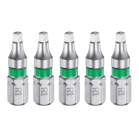 Uxcell 5pcs Square Screwdriver Bit SQ1 1/4" Hex Shank 25mm/1" Length Magnetic 4 Point Head Hex Bits S2 Steel Electric Screw Driver Bit