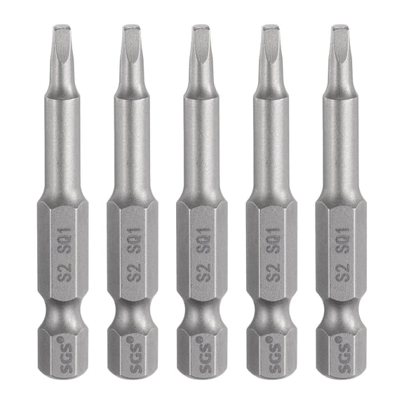 Uxcell 5pcs Square Screwdriver Bit SQ1 1/4" Hex Shank 50mm/2" Length Magnetic 4 Point Hex Screw Driver Bits 5mm Rod