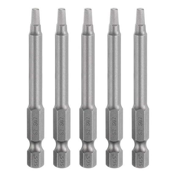 Uxcell 5pcs Square Screwdriver Bit SQ2 1/4" Hex Shank 65mm/2.6" Length Magnetic 4 Point Hex Screw Driver Bits 5.5mm Rod