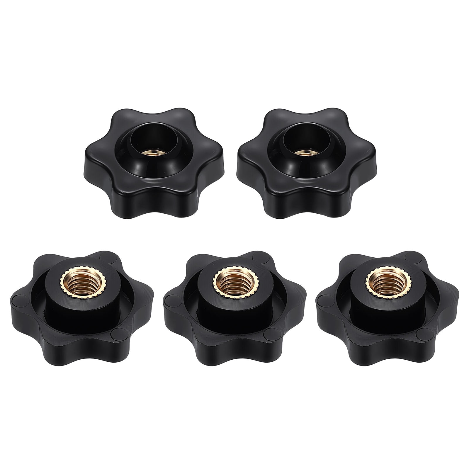 Uxcell 5pcs Star Knobs M6 Female Thread 25mm 6-Point Plastic Head Brass ...