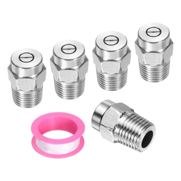 Uxcell 5pcs Surface Clean Tip 40 Degree 1/4 Inch NPT Male 1.0 Orifice 4000 PSI Stainless Steel Threaded Pressure Washer Spray Nozzles for Water gun Water Broom